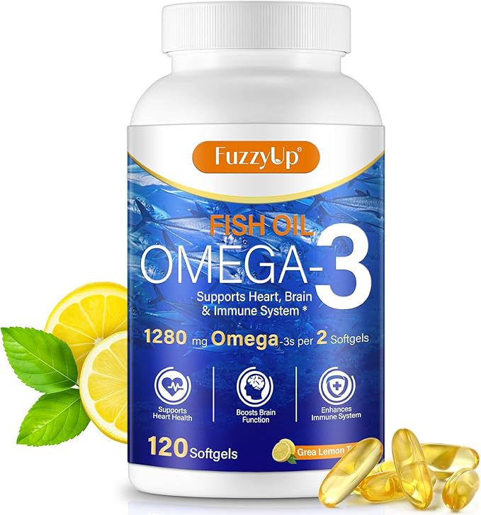 Omega 3 Fish Oil,Fish Oil Omega 3 Supplement for Women & Men,1280mg Per Serving High EPA & DHA Supports Heart, Brain & Joint Health,Non-GMO