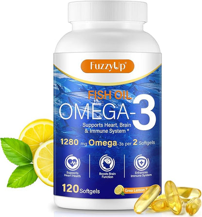 Omega 3 Fish Oil,Fish Oil Omega 3 Supplement for Women & Men,1280mg Per Serving High EPA & DHA Supports Heart, Brain & Joint Health,Non-GMO