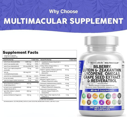 Clean Nutra Eye Vitamins with Bilberry Lutein and Zeaxanthin Supplements Lycopene 40mg Resveratrol Grape Seed Astaxanthin for Eyes - Eye Care Health Support Eye Vitamin and Mineral Supplement