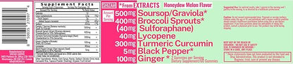 Soursop Graviola Curcumin Lycopene Broccoli Sprouts Sulforaphane Extract Gummies with Turmeric Curcumin Ginger Black Pepper, Sour Sop Guyabano Leaf Supplement, Chew Chewable Pills Capsules Supplements