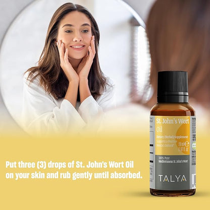 St. John's Wort Oil 20 ML - Hypericum Perforatum - Macerated Extraction - Positive Mood and Emotional Balance - Dietary Supplement - for Intensive Care Face, Body, Skin, Hair, Massage