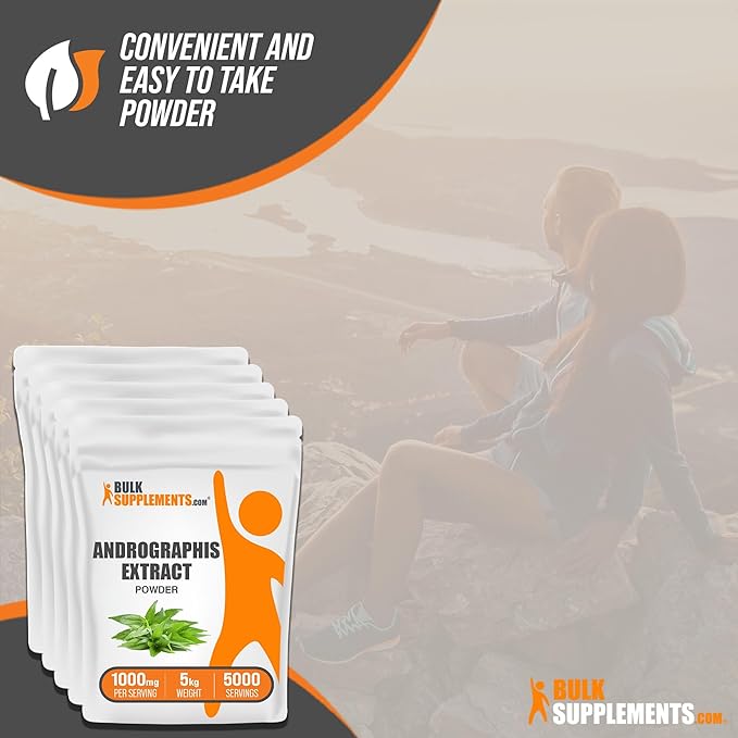 BulkSupplements.com Andrographis Extract Powder - Andrographis Paniculata, Herbal Supplement, Andrographis Powder - Gluten Free, 1000mg per Serving, 5kg (11 lbs)