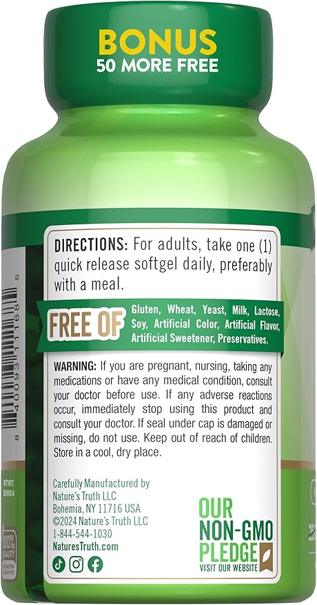Nature's Truth Vitamin D3 5000 IU (125 mcg) | 300 Softgels | High Potency Vitamin D | Non-GMO and Gluten Free Supplement