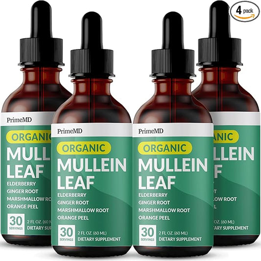 5-in-1 Mullein Drops for Lungs and Bronchial - Respiratory Lung Health Support with Mullen Leaf Extract for lungs - Mullein Tincture with Elderberry, Marshmallow, Ginger Root (120 Servings) (4-pack)
