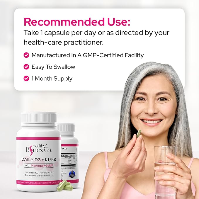 Premium D3/K2 - Full Spectrum Vitamin K2 MK7 + MK4 + D3 2000iu + K1, Daily D3 + K1/K2 Supplement, Highly Bioavailable VIT D Supplements and Vitamins for Strong Bones & Immune Support - 30 Capsules