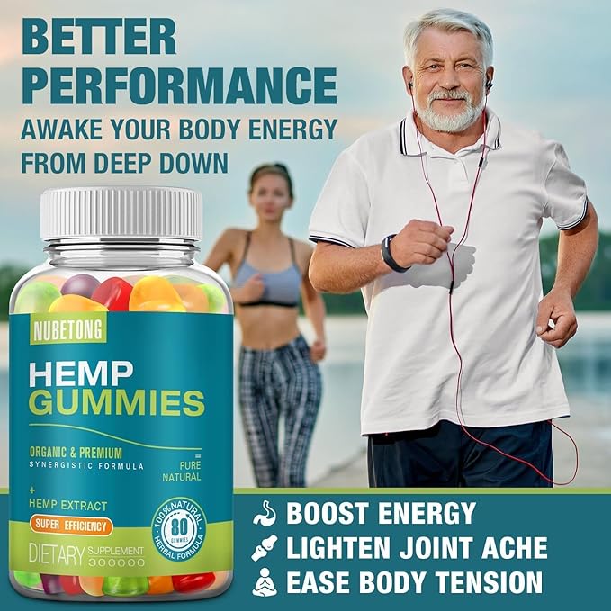 2 Packs Hemp Gummies for Sleep,Anxiety,Pain High Potency Hemp Supplement Edible Bear Gummy Extra Strength Pure Natural Hemp Oil Extract Vegan, Non-GMO