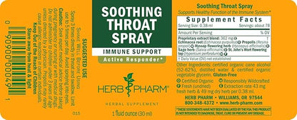 Herb Pharm Soothing Throat Spray Herbal Formula with Echinacea and Propolis, 1 Fl Oz (Pack of 1)