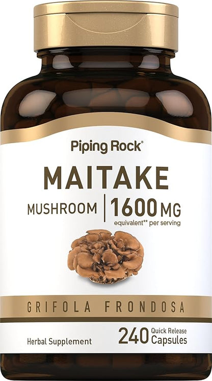 Piping Rock Maitake Mushroom Extract | 1600mg | 240 Capsules | Herbal Supplement | Grifola Frondosa | Non-GMO, Gluten Free