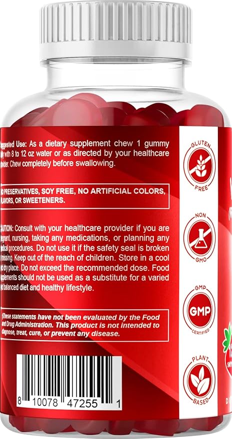 Vitamatic Sugar Free Vitamin A 25000 IU Gummies (Retinyl Palmitate) - Natural Strawberry Flavor - 120 Pectin Based Gummies (1 Bottle)