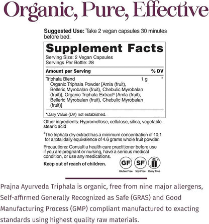 Dr. Chaudhary’s Prajna Ayurveda Triphala with Amla, Haritaki & Bibhitaki is a Rejuvenating Formula that is Traditionally used for Proper Digestion & Elimination, Vegan, Gluten-Free, Soy-Free, Organic