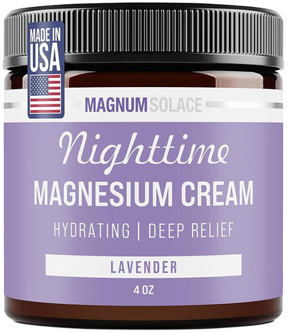 Magnesium Lotion – Nighttime Magnesium Cream – Apply to Legs, Arms or Chest - Topical Magnesium Chloride – USA Made and Safe for Kids (Lavender)