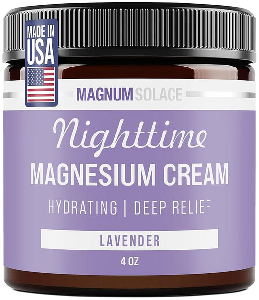 Magnesium Lotion – Nighttime Magnesium Cream – Apply to Legs, Arms or Chest - Topical Magnesium Chloride – USA Made and Safe for Kids (Lavender)