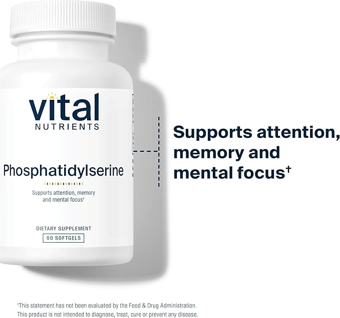 Vital Nutrients Phosphatidylserine | 150mg Phosphatidylserine Supplement | Powerful Nootropic for Attention, Memory, and Mental Focus Support* | Gluten, Dairy, Soy Free | Non-GMO | 60 Softgels