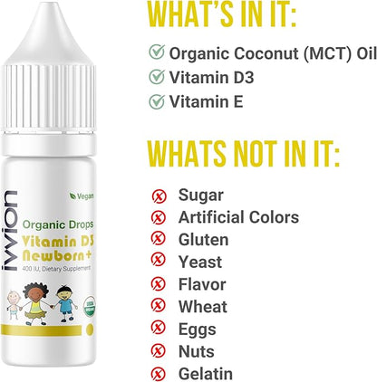 10 UG 60 Drops- Daily Vitamin D3 Supplement for Infant and Young Children (Pack of 2)
