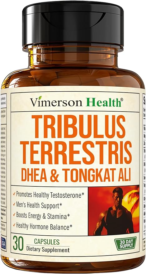 Tribulus Terrestris for Men with DHEA, Tongkat Ali, and Zinc – Testosterone Supplement for Men with Vitamin B6, Rhodiola Rosea – Libido Support, Muscle Builder, Male Enhancing Supplement - 30 Capsules