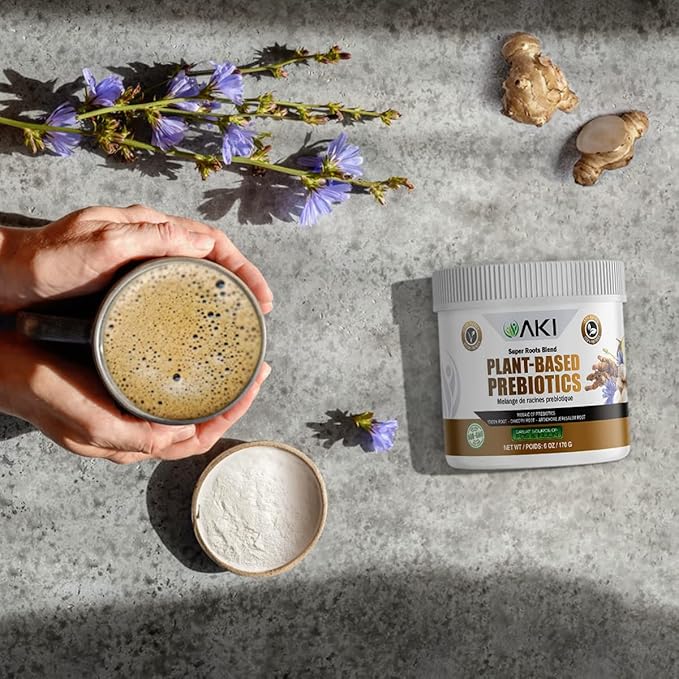 AKI Plant-Based Prebiotic Blend (6oz/170g) - Ideal Source of FOS & Inulin - Nourish Intestinal Flora & Immunity - Ideal for Protein Shakes, Juice, Smoothies - Keto Friendly, Vegan, Gluten & GMO Free