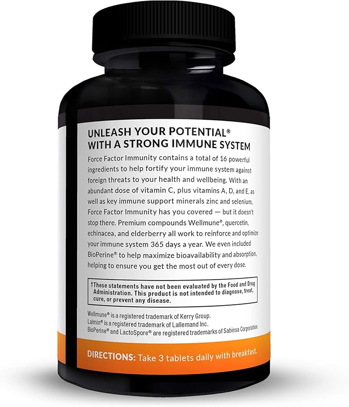 Force Factor Immunity, Immune Support Booster with Elderberry and 1000mg of Vitamin C, Plus Vitamin D, Zinc, Probiotics, Antioxidants, and Echinacea for Immune Health Defense, 90 Count (Pack of 3)