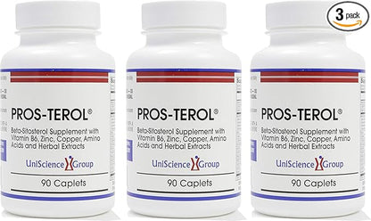 Pros-TEROL (3 Bottle kit), Prostate Relief with 900 mg Plant Sterols with Pumpkin Seed, Stinging Nettle Root, Ginger Root, Licorice Root Extracts 90 Caplets