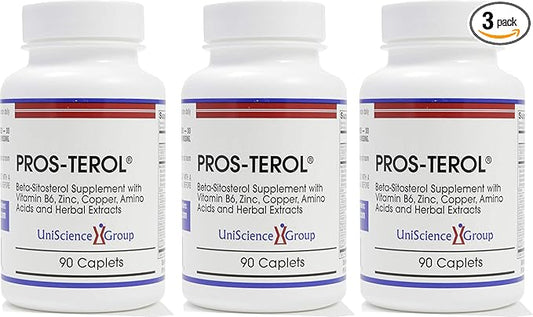 Pros-TEROL (3 Bottle kit), Prostate Relief with 900 mg Plant Sterols with Pumpkin Seed, Stinging Nettle Root, Ginger Root, Licorice Root Extracts 90 Caplets