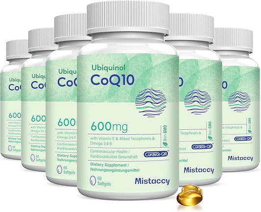 CoQ10 600mg Softgels | High Absorption CoQ10 Ubiquinol Supplement | Reduced Form Enhanced with Vitamin E & Omega 3 6 9 | Antioxidant Powerhouse for Heart Health | 360 Softgels