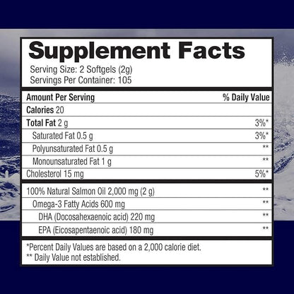 Pure Alaska Omega-3 Wild Alaskan Salmon Oil 1000mg 210 ct