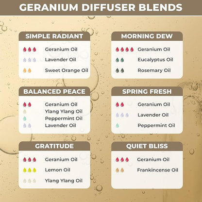 USDA Organic Pure Geranium Essential Oil for Diffuser | Vegan Skincare Essential Oils - Ideal for Skin Care, Aromatherapy, Essential Oil Blends and Home Scent Diffusers