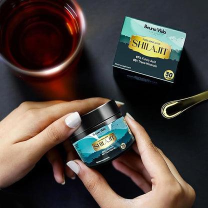 Himalayan Organic Shilajit Resin for Men & Women | High Potency 500mg | Lab-Tested Gold Grade Shilajit with 85+ Trace Minerals & 67%+ Fulvic Acid for Energy, Strength & Immune Support – 30g