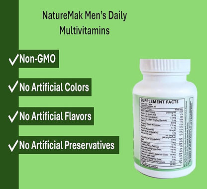 Multivitamin Tablet for Men, Once Daily Multivitamin for Adult, Multimineral Supplement with Lycopene, Vitamins A, D, C, K, and B-Complex. Supports Immunity, Bone, Hair, Skin, 60 Count