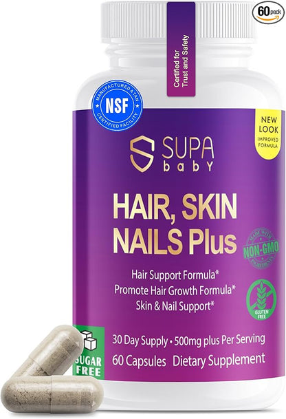 Hair, Skin & Nails – Expertly Formulated for Women with Biotin, Collagen & Antioxidants | Supports Hair Growth, Glowing Skin & Strong Nails | Non-GMO, Gluten-Free, Soy-Free