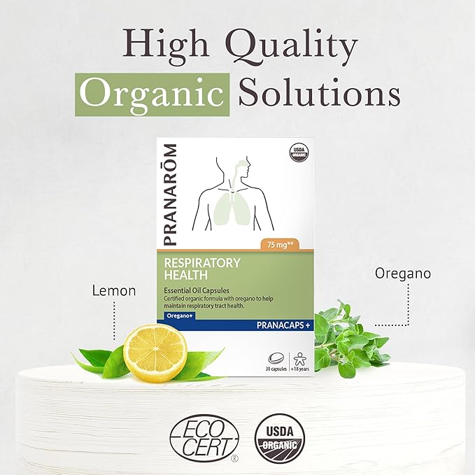 Pranarom - Respiratory Health Pranacaps with Oregano & Lemon Essential Oil - 30 Count