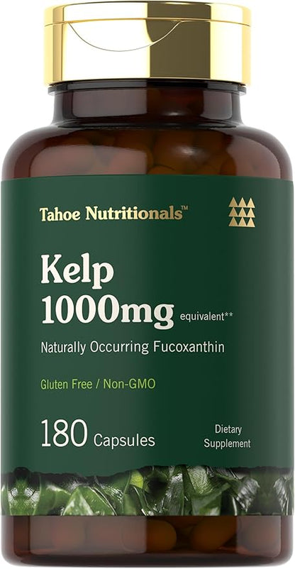 Tahoe Nutritionals Kelp Supplement Capsules | 1000mg | 180 Count | Non-GMO & Gluten Free Extract