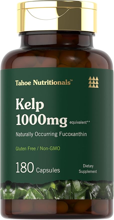 Tahoe Nutritionals Kelp Supplement Capsules | 1000mg | 180 Count | Non-GMO & Gluten Free Extract