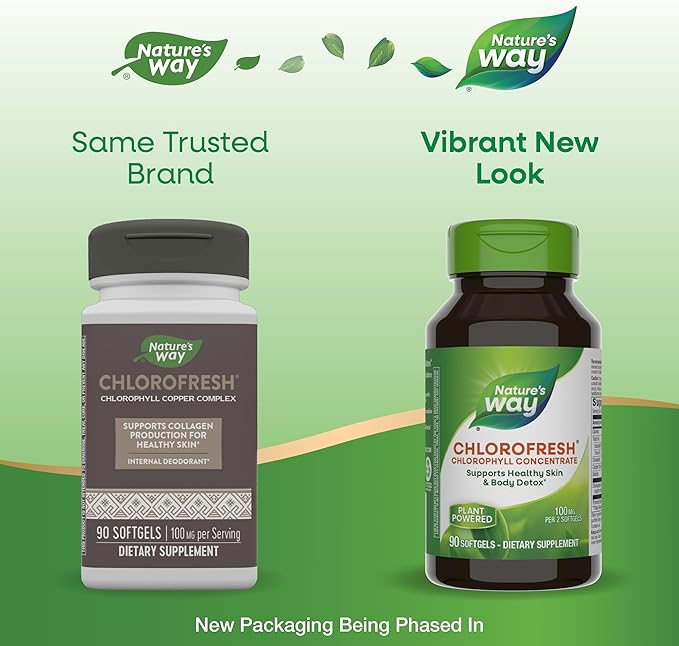 Nature’s Way Chlorofresh Chlorophyll Concentrate, Supports Detox Pathways*, Chlorophyllin Copper Complex, Supports Healthy Skin*, Internal Deodorant*, 90 Softgels