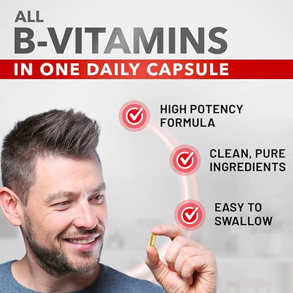 Divine Bounty Super B Complex Vitamins - All B Vitamins Including B12, B1, B2, B3, B5, B6, B7, B9, Folic Acid - Vitamin B Supplement - Support Healthy Energy Metabolism - 180 Vegetarian Capsules