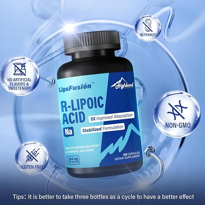 R Lipoic Acid (Na) 300mg per Serving, 120 Capsules, Up to 5X Improved Absorption, Excellent Nutritional Supplement for Healthy Metabolism Support and Antioxidants-1 Bottle