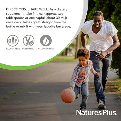 Natures Plus Source of Life Gold Multivitamin Liquid - 30 oz - with Vitamins D3, B12 & K2 - Blood, Bone & Immune Support - Vegetarian & Gluten Free - 30 Servings