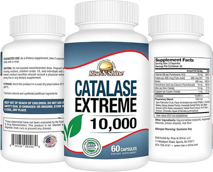Catalase Extreme Supplement 10,000 with Saw Palmetto, Biotin, Fo-Ti, PABA - Hair Supplements for Strong Hair - 60 Capsules