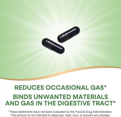 Nature's Way Activated Charcoal, Binds Unwanted Materials and Gas in the Digestive Tract*, 560 mg per 2-Capsule Serving, 100 Capsules (Packaging May Vary) - 2 Pack