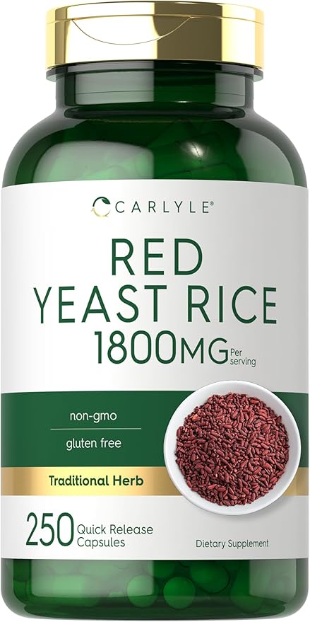 Carlyle Red Yeast Rice | 250 Capsules | Non-GMO, Gluten Free Supplement