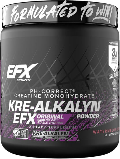 EFX Sports Kre-Alkalyn EFX Powder | pH Correct Creatine Monohydrate Powder Supplement | Strength, Muscle Growth & Performance | 116 Servings (Watermelon Gummy)