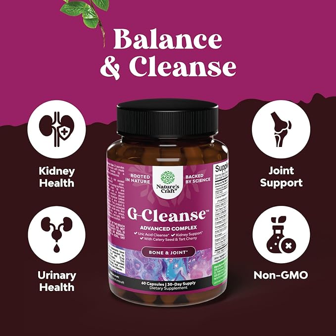 Bundle of GCleanse Uric Acid Support Supplement and Antarctic Krill Oil Softgels - Herbal Liver and Kidney Cleanse Detox and Support - High Absorption Krill Oil Omega 3 Fatty Acid Supplement