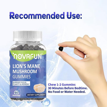 Lion's Mane Mushroom Gummies – 1000mg for Focus & Cognitive Support, Vegetarian & Gluten-Free, Mixed Berry Flavor, 60 Count