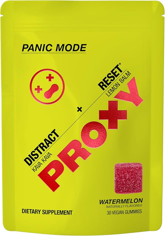 Kava Kava Stress Relief with Instant Kava Root & Lemon Balm - Watermelon Flavor, Natural Flavoring, No Artificial Additives, Travel Friendly Calming Support for Adults - Proxy Panic Mode