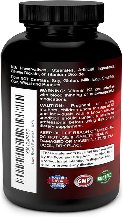 Vitamin K2 (MK7 & MK4) with D3 Supplement - Vitamin K & D as MK-7 100mcg, MK-4 500mcg, and 5000 IU Vitamin D3 3-in-1 Formula - Bone and Heart Support - 90 Non-GMO Vegetarian Capsules