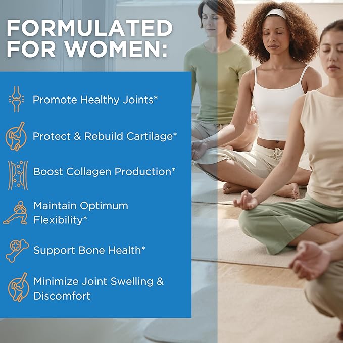 Joint Supplements for Women – Glucosamine Chondroitin MSM Turmeric Boswellia – Trusted by Women – Boosts Collagen & Cartilage - Joint Flexibility & Mobility – Joint Discomfort Relief - 90 Caps