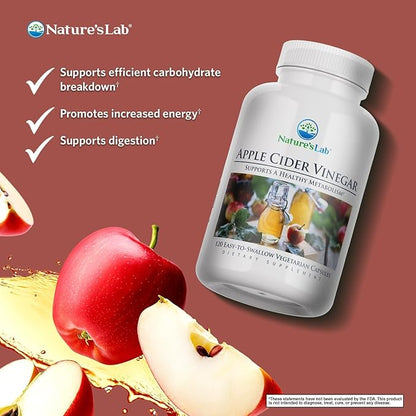 Nature's Lab Apple Cider Vinegar 1200mg with Chromium - 120 Capsules (60 Day Supply)