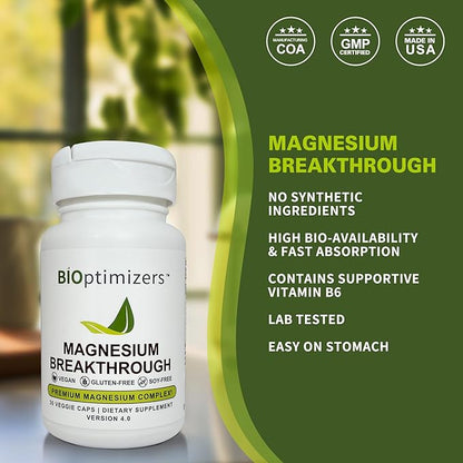 Magnesium Breakthrough 4.0 Supplement – Contains 7 Forms of Magnesium: Glycinate, Malate, Citrate, and More – Natural Sleep and Brain Health Support – 30 Capsules