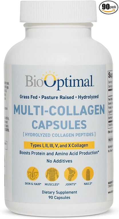 Multi-Collagen Supplement Capsules, Types I, II, III, V, & X Collagen, 90 Capsules