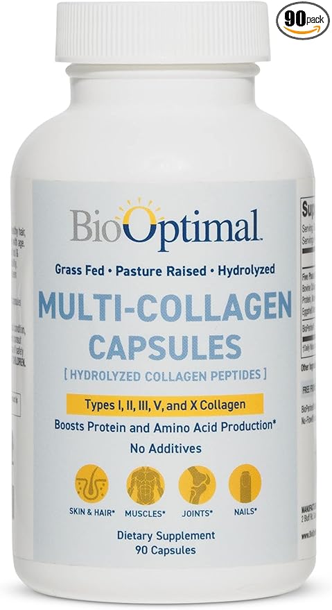 Multi-Collagen Supplement Capsules, Types I, II, III, V, & X Collagen, 90 Capsules