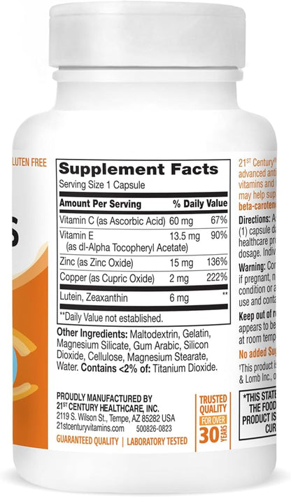 21st Century Healthy Eyes Lutein and Zeaxanthin Capsules, 60 Count (27454)